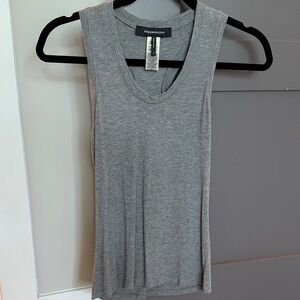 BCBGMaxAzria Gray Ribbed Racerback Tank Top